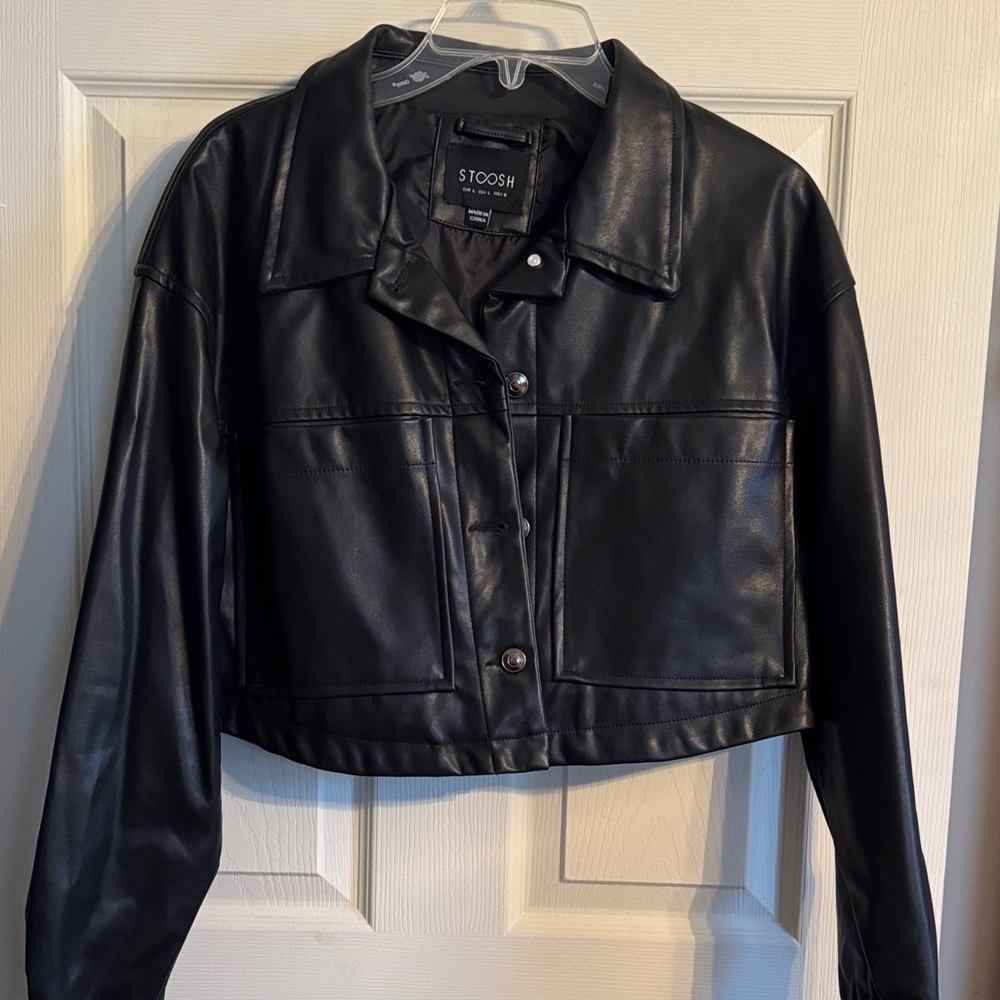 Stoosh Women's Sleek Black Faux Leather Jacket